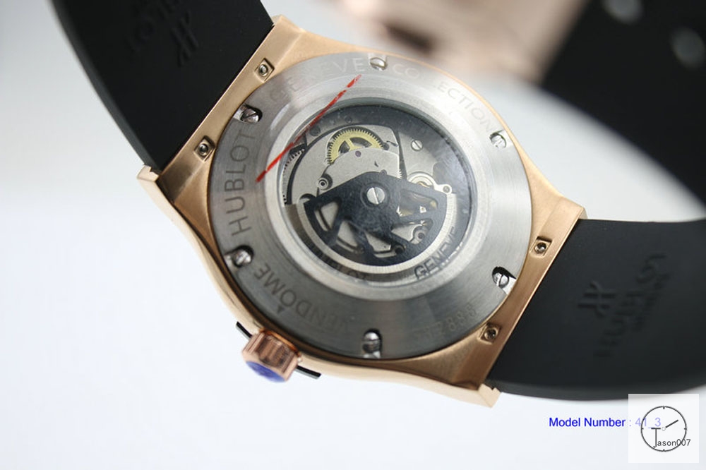 HUBLOT Classic Fusion Rose Gold Automatic Movement ceramics Bezel Rubber Back Glass Auto Date Original clasp Men's 40mm Watch HUBP20001060