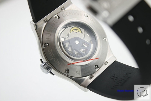 HUBLOT Classic Fusion Silverr Case Black Bezel Wavy dial Automatic Movement Rubber Back Glass Auto Date Original clasp Men's 40mm Watch HUBP20000860
