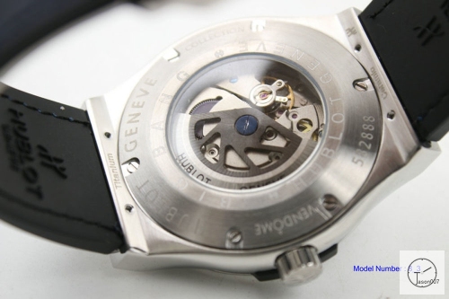 HUBLOT Classic Fusion 316L Stainless steel Automatic Movement Silver Case Blue Dial Leather&Ruuber Strap Back Glass Men's 40mm High Quatily Watch HUBP20000260