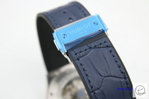HUBLOT Classic Fusion 316L Stainless steel Automatic Movement Silver Case Blue Dial Leather&Ruuber Strap Back Glass Men's 40mm High Quatily Watch HUBP20000260