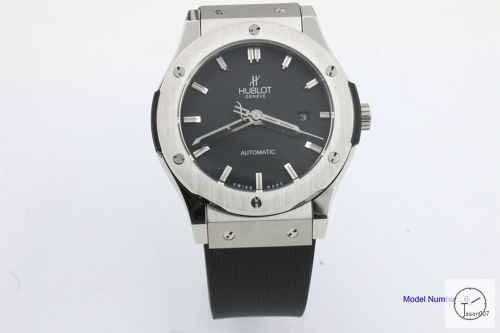 HUBLOT Classic Fusion 316L Stainless steel Automatic Movement Silver Case Black Dial Rubber Strap Back Glass Men's 40mm Watch HUBP20000160