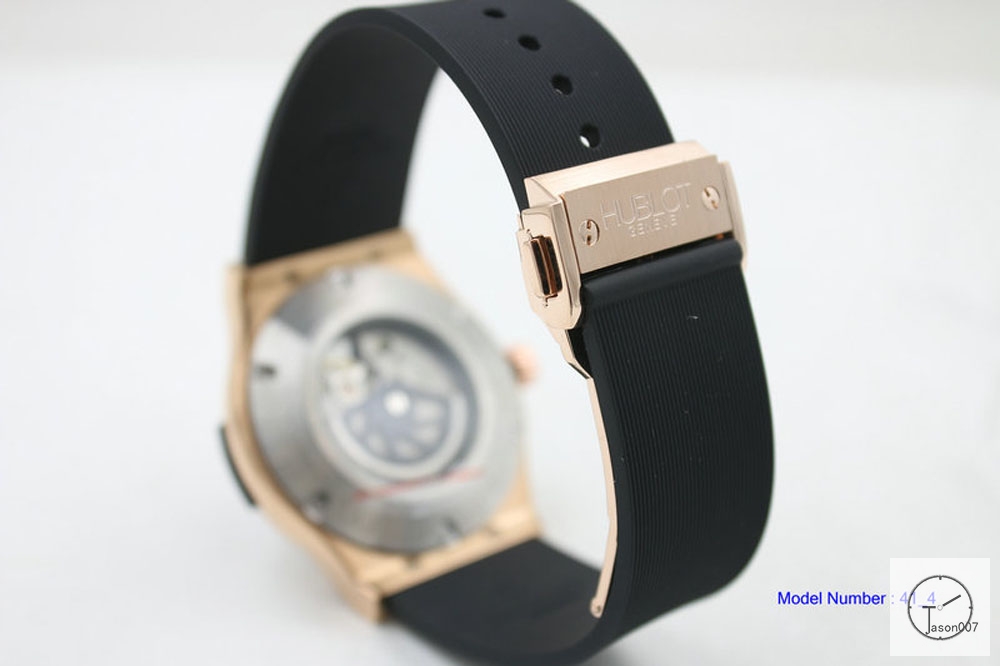 HUBLOT Classic Fusion Rose Gold Automatic Movement ceramics Bezel Rubber Back Glass Auto Date Original clasp Men's 40mm Watch HUBP20001060