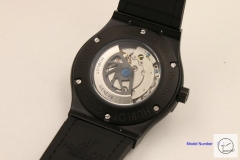 HUBLOT Classic Fusion Black Case Automatic Movement Black Skull Dial Rubber Back Glass Auto Date Original clasp Men's 40mm Watch HUBP20000560