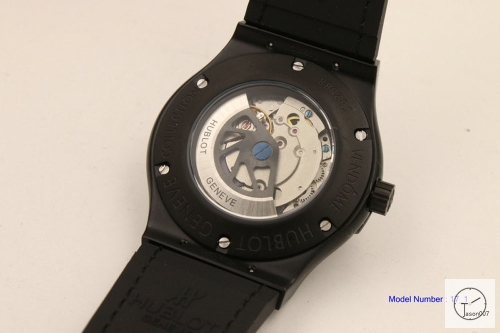 HUBLOT Classic Fusion Black Case Automatic Movement Black Skull Dial Rubber Back Glass Auto Date Original clasp Men's 40mm Watch HUBP20000560