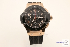 Hublot Big Bang Rubber Rose Gold Case Ceramics Quartz chronograph Black Rubber Strap Geneva Auot Date 42MM Men's Watch HUBS2001660