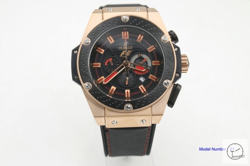 Hublot King Power F1 Big Bang Sapphire Glass Rose Gold Stainless steel Quartz chronograph Black Rubber Strap Geneva Auot Date 46MM Men's Watch HUBS2002480