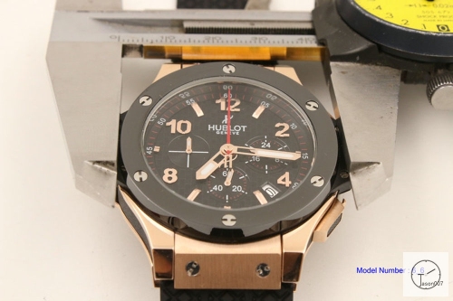 Hublot Big Bang Rubber Rose Gold Case Ceramics Quartz chronograph Black Rubber Strap Geneva Auot Date 42MM Men's Watch HUBS2001660