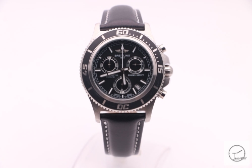 BREITLING 1884 CHRONOMAT Black Dial 2000M 6600FT Black Leather Quartz chronograph stainless steel 46mm Automatic calendar Men's watch BT2000360