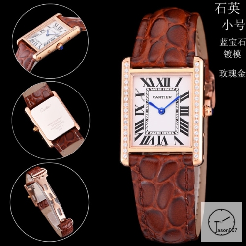 Cartier Tank Solo Small Size Silver Dial Diamond Bezel Quartz Movement Brown Leather Strap Mens Watch Fh1925525890