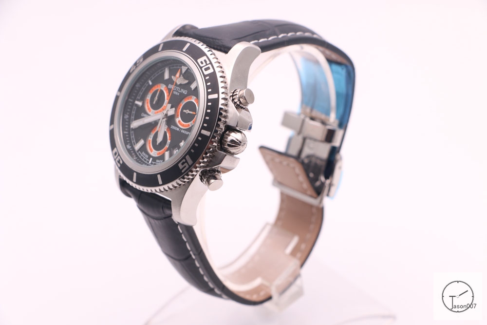 BREITLING 1884 CHRONOMAT Orange Dial 2000M 6600FT Black Leather Quartz chronograph stainless steel 46mm Automatic calendar Men's watch BT2000260