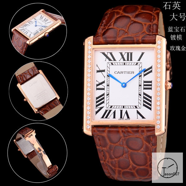 Cartier Tank Solo Small Size Silver Dial Diamond Bezel Quartz Movement Brown Leather Strap Mens Watch Fh1925525890