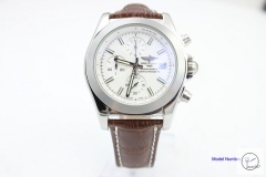 BREITLING 1884 CHRONOMAT White Luminous Dial Original clasp Quartz chronograph stainless steel Brown Leather Strap 43mm Automatic calendar Men's watch BT2001360