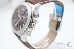 BREITLING 1884 CHRONOMAT Silver Case Brown Leather QUARTZ CHRONOGRAPHE Auto Date Men's watch BT2001460