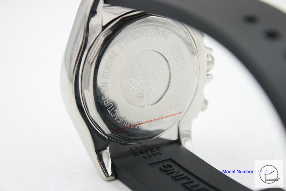 BREITLING 1884 CHRONOMAT Silver Case Black Dial Rubber QUARTZ CHRONOGRAPHE Auto Date Men's watch BT2001660