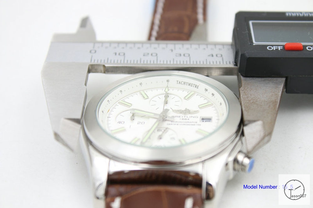 BREITLING 1884 CHRONOMAT White Luminous Dial Original clasp Quartz chronograph stainless steel Brown Leather Strap 43mm Automatic calendar Men's watch BT2001360