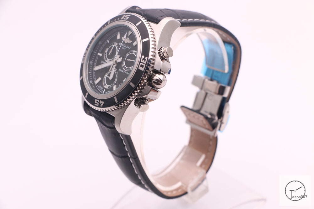 BREITLING 1884 CHRONOMAT 2000M 6600FT Blue Leather Black Quartz chronograph stainless steel 46mm Automatic calendar Men's watch BT2001160