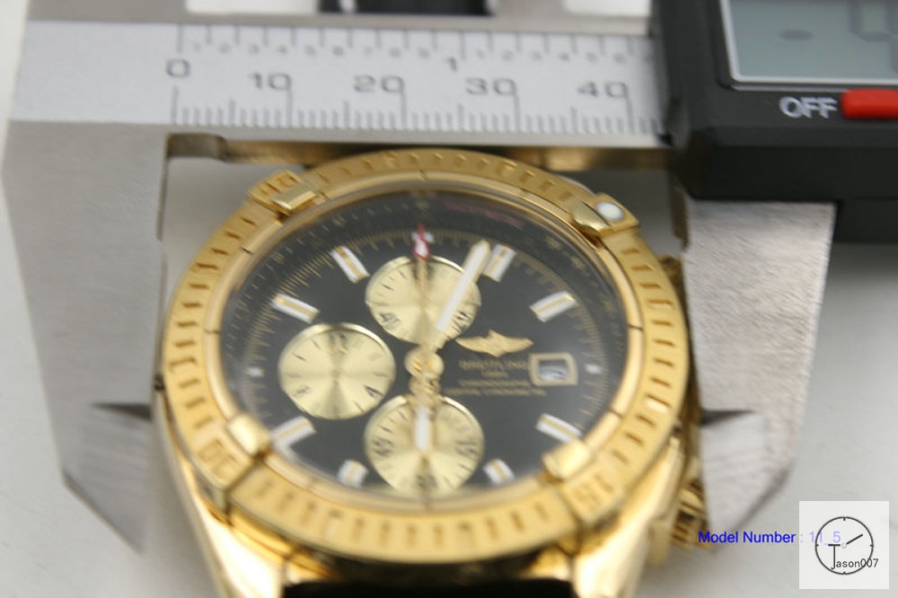 BREITLING Avenger Series 1884 18K Gold Case Black Dial Quartz chronograph 44mm Stainless steel Leather Strap Men's Watch BT2003260