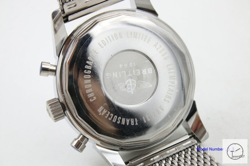 BREITLING TRANSOCEAN 44MM Quartz Movement Stop Watch Stainless Steel Blue dial BT2136520