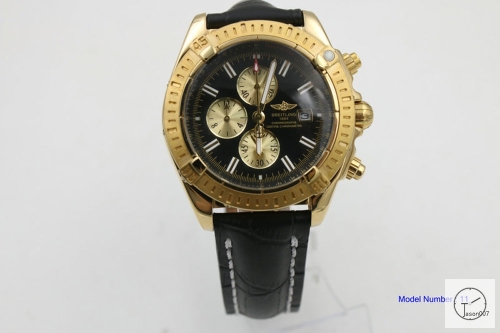 BREITLING Avenger Series 1884 18K Gold Case Black Dial Quartz chronograph 44mm Stainless steel Leather Strap Men's Watch BT2003260