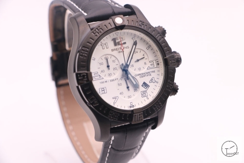 BREITLING Avenger Series 1884 Black Case White Dial Auto Date Bezel All Work Quartz chronograph CHRONOMETER CERTIFIE 49mm Stainless steel Leather Men's Watch BT2005360