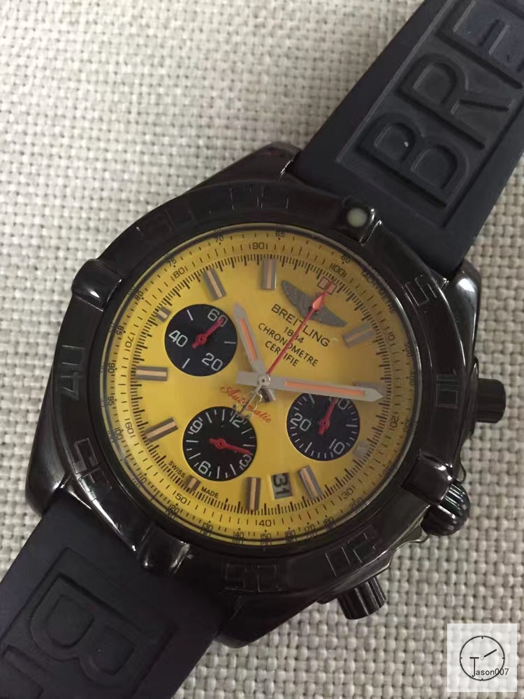 BREITLING Avenger Series 1884 Pvd Yellow Dial Auto Date Bezel All Work Quartz chronograph CHRONOMETRE CERTIFIE Black Rubber 49mm Stainless steel Men's Watch BT20060080