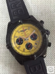 BREITLING Avenger Series 1884 Pvd Yellow Dial Auto Date Bezel All Work Quartz chronograph CHRONOMETRE CERTIFIE Black Rubber 49mm Stainless steel Men's Watch BT20060080