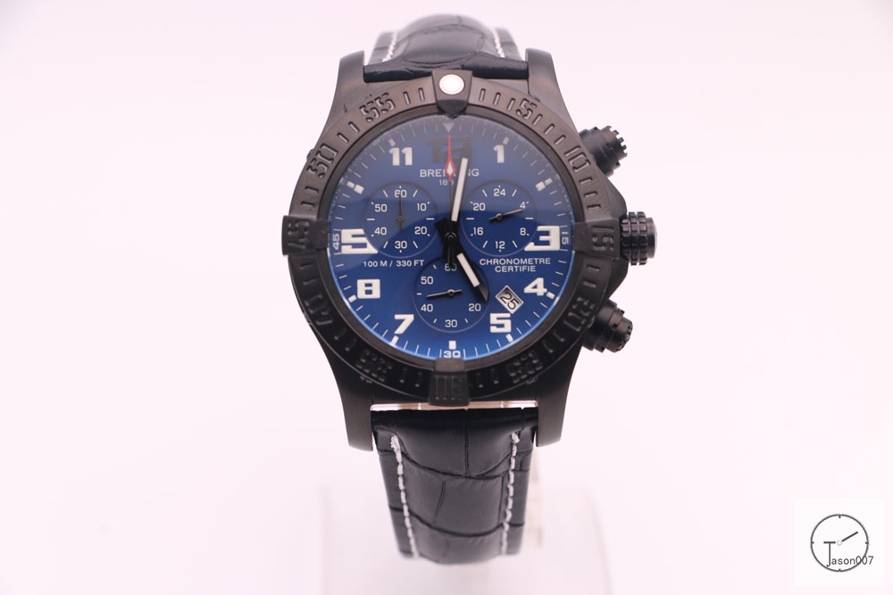 BREITLING Avenger Series 1884 Black Case Blue Dial Auto Date Bezel All Work Quartz chronograph CHRONOMETER CERTIFIE 49mm Stainless steel Leather Men's Watch BT2005160