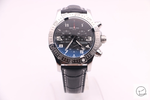 BREITLING Avenger Series 1884 Black Dial Black Leather Bezel All Work Quartz chronograph CHRONOMETER CERTIFIE 49mm Stainless steel Men's Watch BT2004560