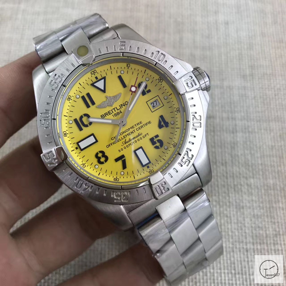 BREITLING Avenger Series 1884 Auto Date Bezel Automatic Movement Yellow Dial OFFICEIELLEMENT CERTIFIE CHRONOMETRE 48mm Stainless steel Men's Watch BT20062860