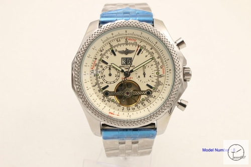 BREITLING Bentley 1884 Silver Automatic Movement Auto Date Black Leather 47MM Stainless steel Men's Watch BBT2000580