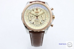 BREITLING Bentley MOTORS Rose Gold Bezel 1884 Quartz Chronograph Auto Date Black Dial 47MM Stainless steel Brown Leather Strap Men's Watch BBT2001980