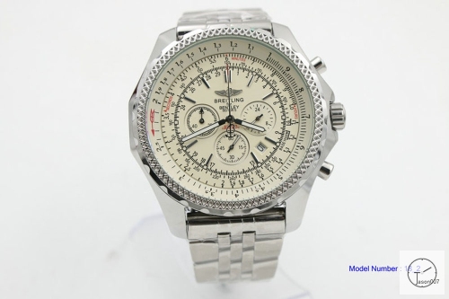 BREITLING Bentley MOTORS 1884 Silver Case Quartz Chronograph Auto Date White Dial 47MM Stainless steel Men's Watch BBT2001180