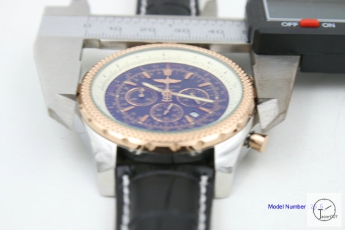 BREITLING Bentley MOTORS Rose Gold Bezel 1884 Quartz Chronograph Auto Date Black Dial 47MM Stainless steel Leather Strap Men's Watch BBT2001780