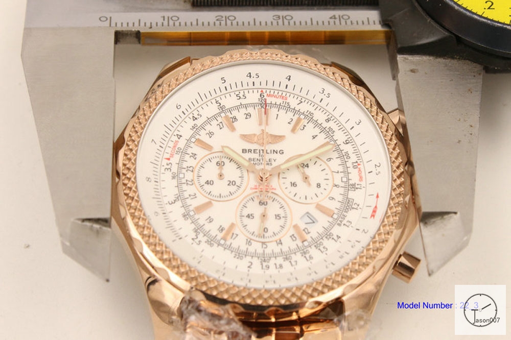 BREITLING Bentley MOTORS 1884 Rose Gold Quartz Chronograph Auto Date Black Dial 47MM Stainless steel Men's Watch BBT3001500