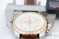 BREITLING Bentley MOTORS Rose Gold Bezel 1884 Quartz Chronograph Auto Date Black Dial 47MM Stainless steel Brown Leather Strap Men's Watch BBT2001980