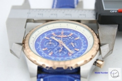 BREITLING Bentley MOTORS Rose Gold Bezel 1884 Quartz Chronograph Auto Date 47MM Stainless steel GT Blue Leather Strap Grid dial Men's Watch BBT2002680