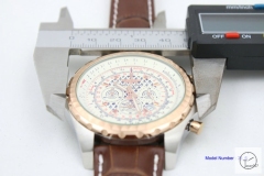 BREITLING Bentley MOTORS Rose Gold Bezel 1884 Quartz Chronograph Auto Date 47MM Stainless steel GT Brown Leather Strap White Grid dial Men's Watch BBT2002780