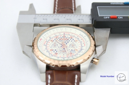 BREITLING Bentley MOTORS Rose Gold Bezel 1884 Quartz Chronograph Auto Date 47MM Stainless steel GT Brown Leather Strap White Grid dial Men's Watch BBT2002780