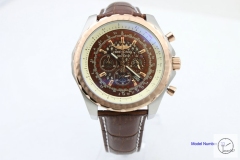 BREITLING Bentley MOTORS Rose Gold Bezel 1884 Quartz Chronograph Auto Date 47MM Stainless steel GT Leather Strap Grid dial Men's Watch BBT2002580