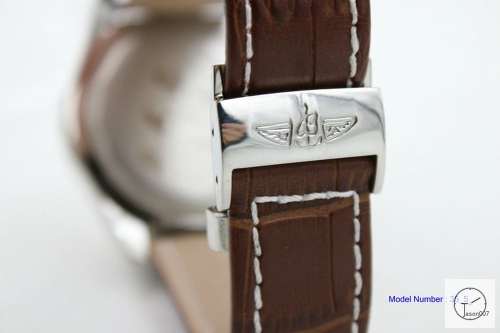 BREITLING Bentley MOTORS Rose Gold Bezel 1884 Quartz Chronograph Auto Date 47MM Stainless steel GT Brown Leather Strap White Grid dial Men's Watch BBT2002780