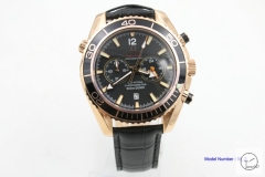 Omega SeaMaster PLANET OCEAN Automatic Movement Gold case Black Leather Strap OM2159130
