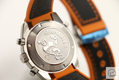 Omega Seamaster Planet Ocean Quartz Movement Chronograph Stop watch Rubber Stap Black Orange Bezel OM2695440