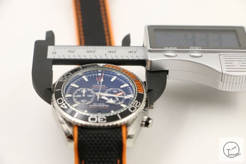 Omega Seamaster Planet Ocean Quartz Movement Chronograph Stop watch Rubber Stap Black Orange Bezel OM2695440