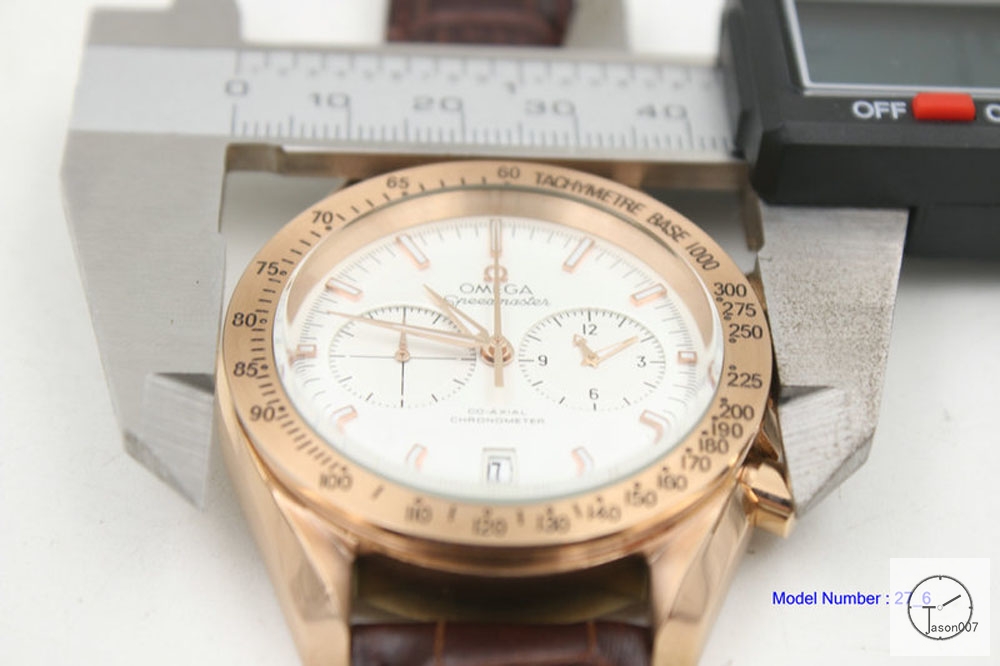 Omega Speedmaster Quartz Chronograph Racing STOP WATCH Rose Gold Leather STRAP OM201495760