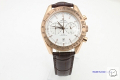 Omega Speedmaster Quartz Chronograph Racing STOP WATCH Rose Gold Leather STRAP OM201495760