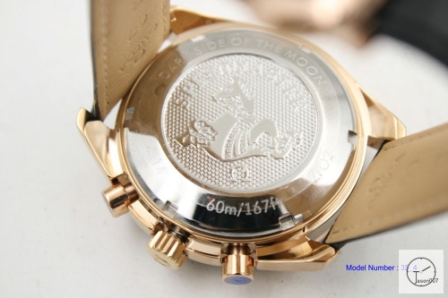 Omega Speedmaster Quartz Movement Chronograph Rose GOLD Leather Strap OM23105640
