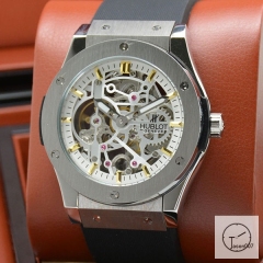 Hublot Fusion Skeleton Case Stainless steel Automatic Mechincal Movement Rubber Strap Geneva Glass Back Men's Watch HUBX396902520
