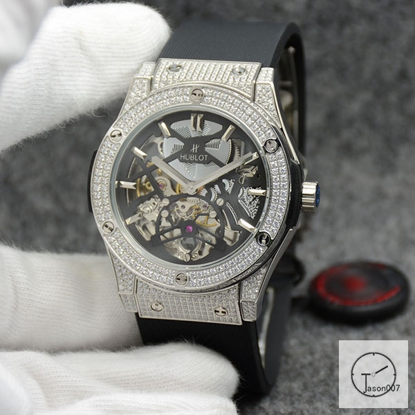 Hublot Fusion Skeleton Dial Full Diamond Case Stainless steel Automatic Mechincal Movement Rubber Strap Geneva Glass Back Men's Watch HUBX5600802530