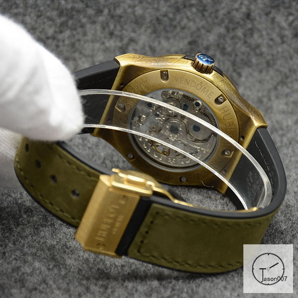 Hublot Fusion Skeleton Carving Case Stainless steel Automatic Mechincal Movement Rubber Strap Geneva Glass Back Men's Watch HUBX398702580
