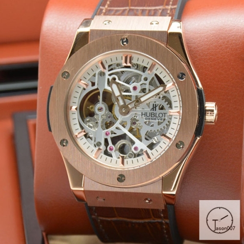 Hublot Fusion Skeleton Black Case Stainless steel Automatic Mechincal Movement Rubber Strap Geneva Glass Back Men's Watch HUBX397902520